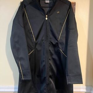 Vintage Y2K Nike Trench Track Zip Up Jacket Black Gold Woman’s Large